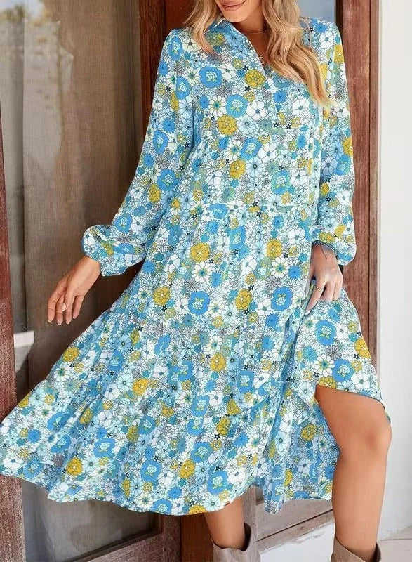 Vintage Floral Midi Dress