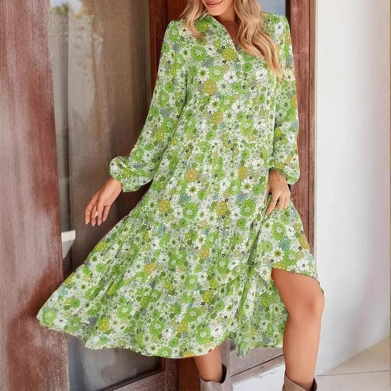 Vintage Floral Midi Dress