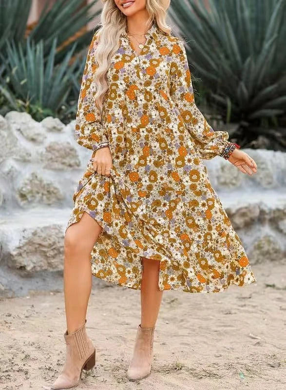 Vintage Floral Midi Dress