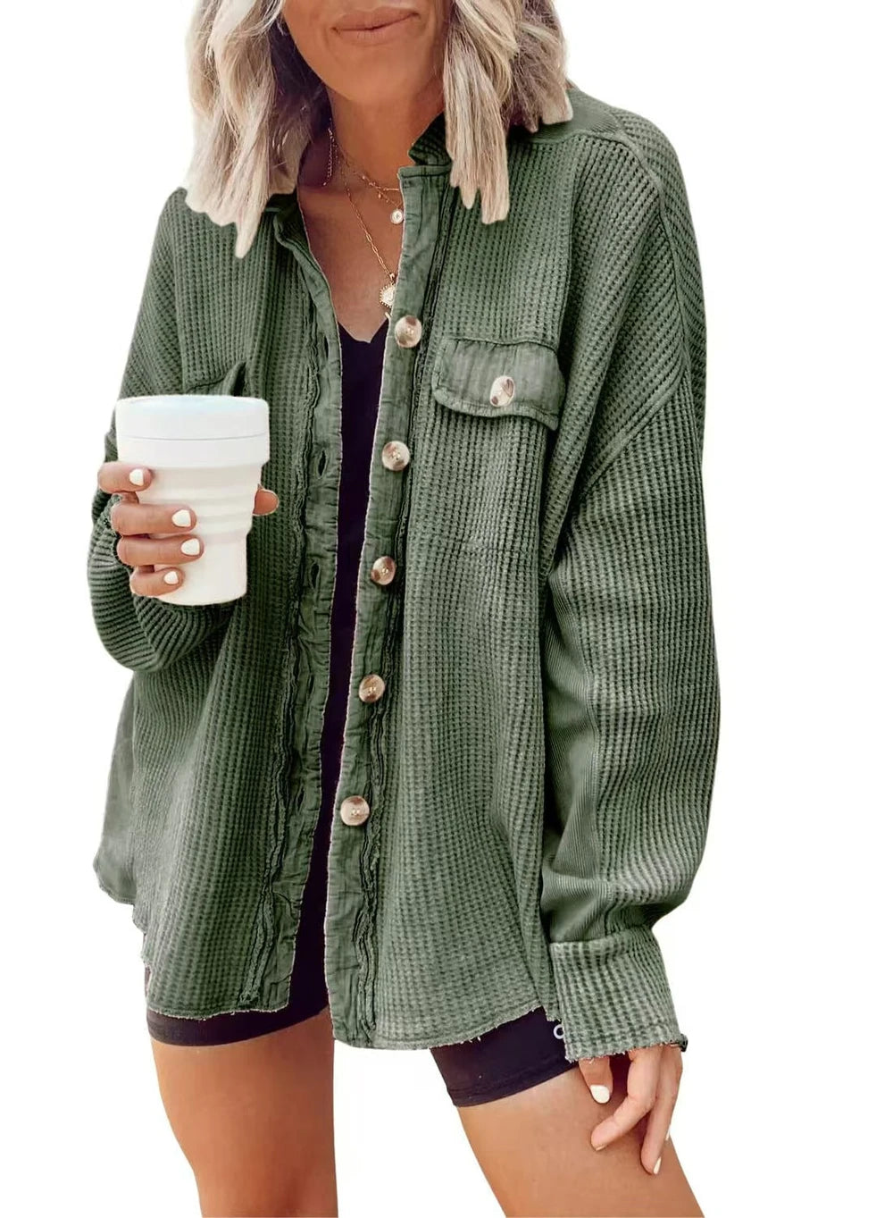 Waffle Knit Shacket