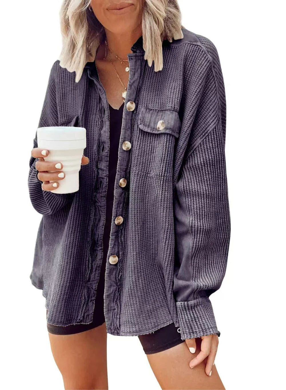 Waffle Knit Shacket