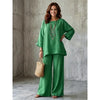 Nexvara™Linen Blend Crew Neck Shirt And Wide Leg Pants Set