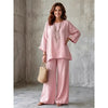 Nexvara™Linen Blend Crew Neck Shirt And Wide Leg Pants Set