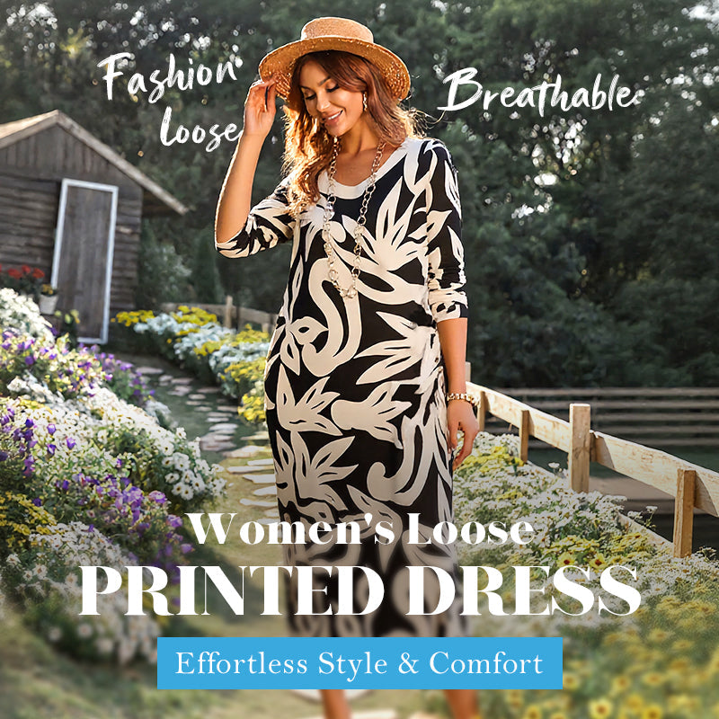 Nexvara™ Relaxed Fit Elegant Print Dress