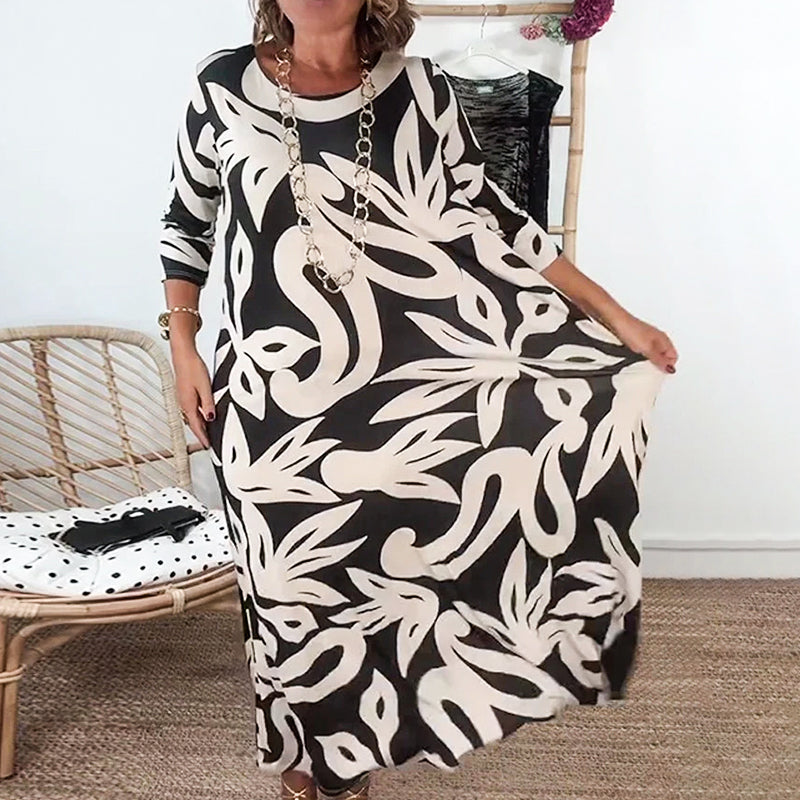 Nexvara™ Relaxed Fit Elegant Print Dress