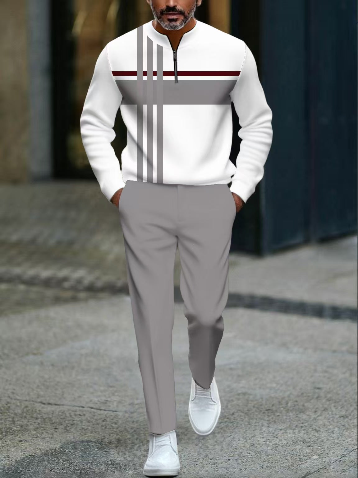 📢60% OFF!🔥Men's Graphic Print Pullover & Pants Set