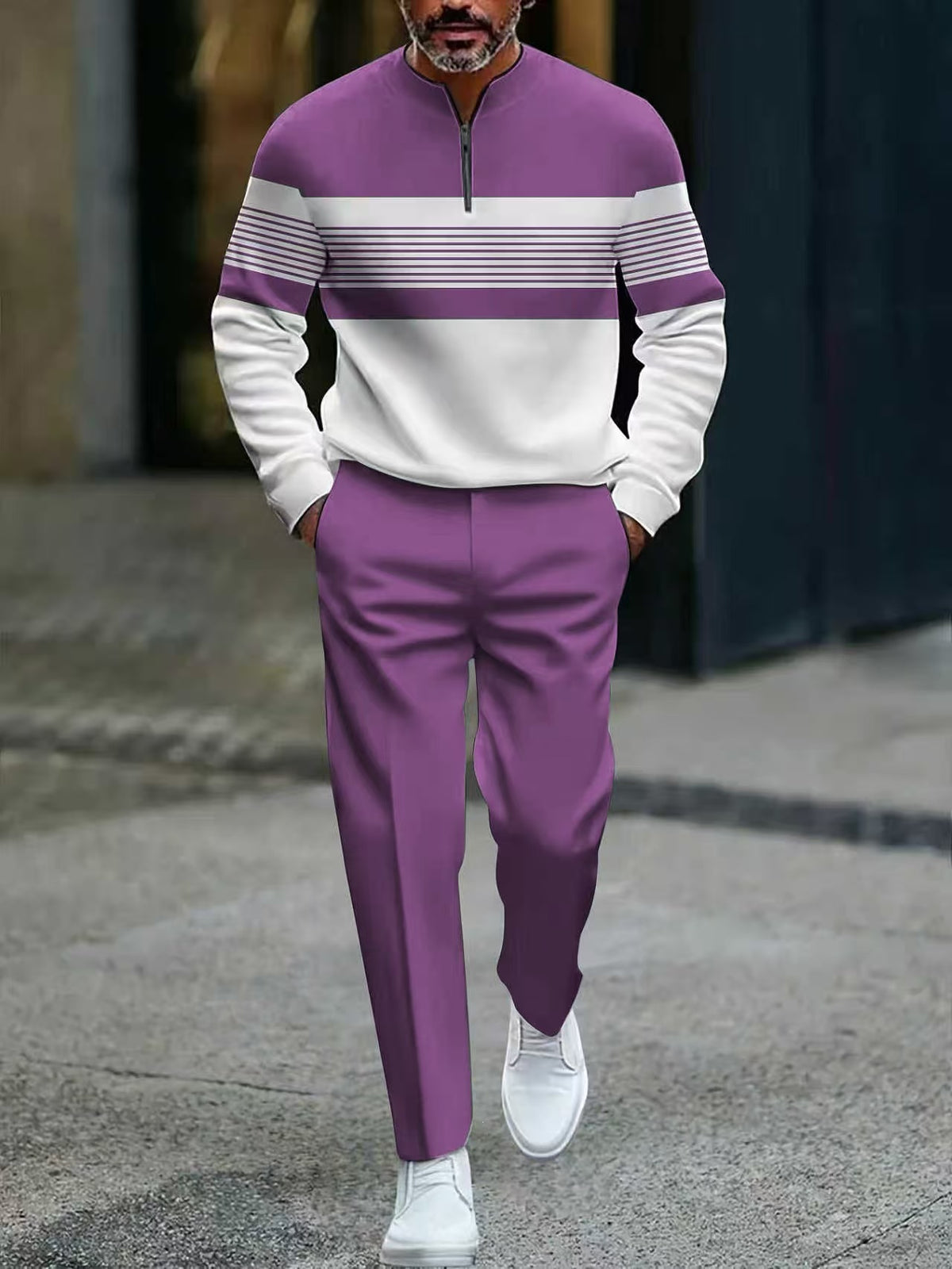 📢60% OFF!🔥Men's Graphic Print Pullover & Pants Set