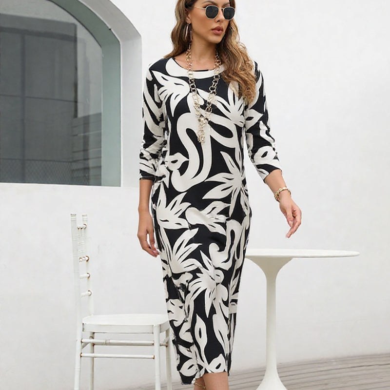 Nexvara™ Relaxed Fit Elegant Print Dress