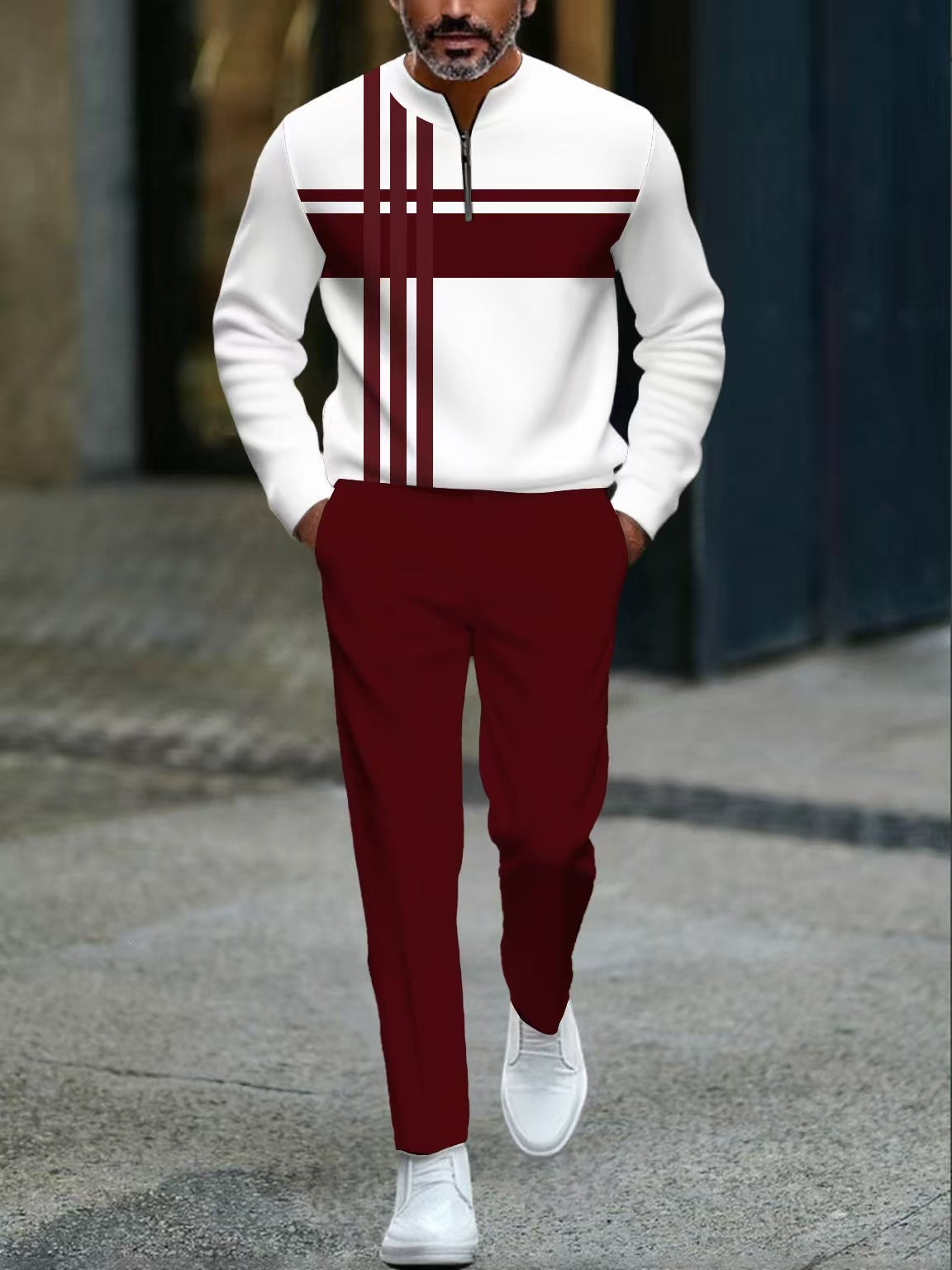📢60% OFF!🔥Men's Graphic Print Pullover & Pants Set
